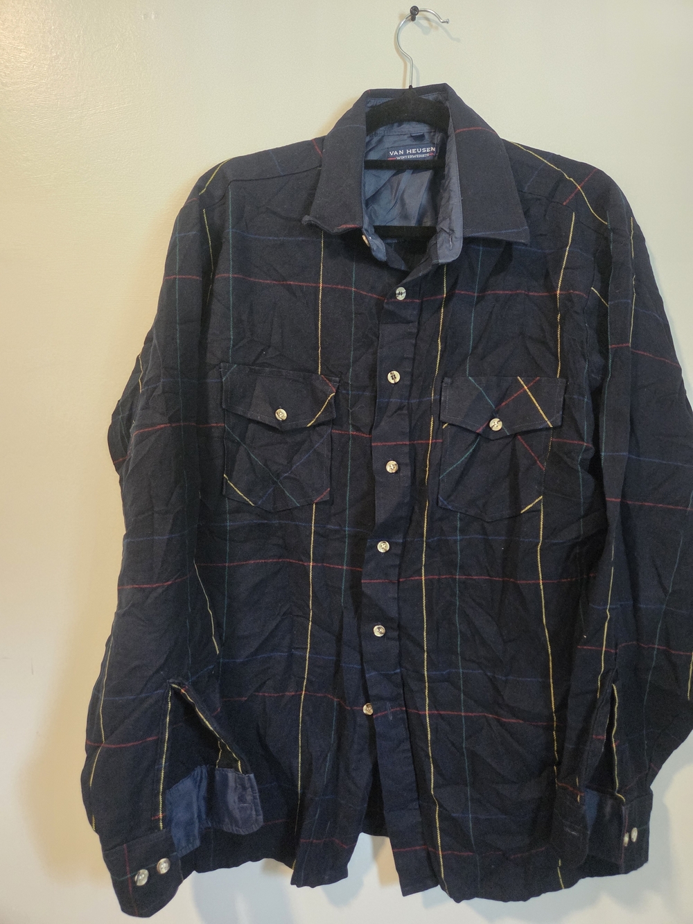 Van Heusen Navy Plaid Lightweight Shirt Jacket